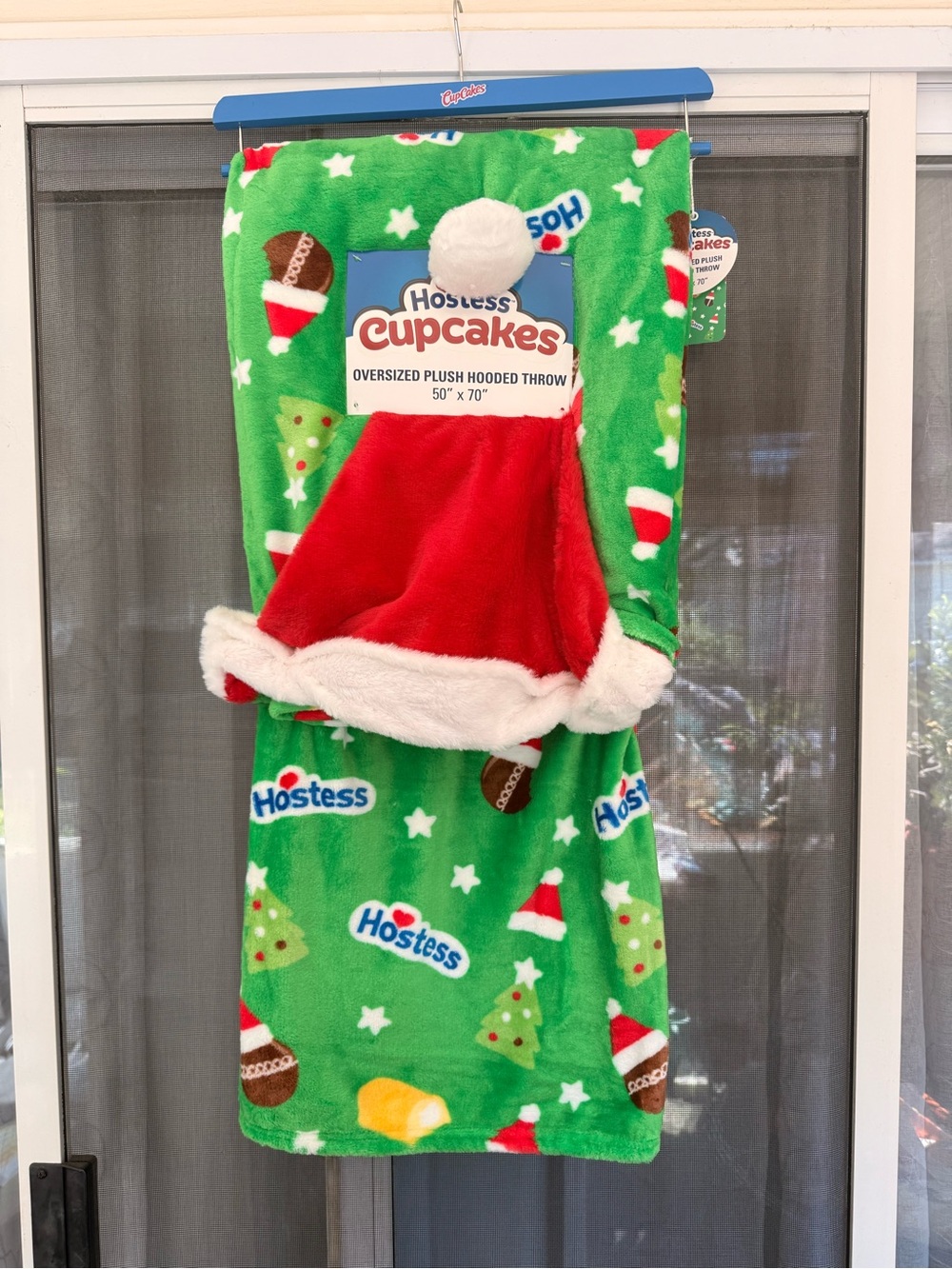 Hostess Cupcakes Holiday Hooded Plush Throw - Green & Red